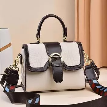 Персонализированная женская сумочка с цветными блоками, новая универсальная женская сумка через плечо с широким плечевым ремнем, маленькая квадратная сумка для девочек