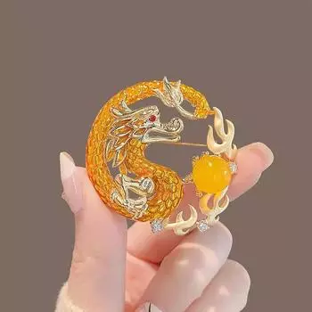 Персонализированная золотая брошь в виде дракона с жемчугом, высококачественная женская брошь в виде дракона, аксессуары для костюма с драконом и зодиаком