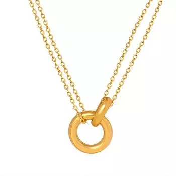 Персонализированное и креативное двойное кольцо, легкое, роскошное, титановое, стальное, не выцветает, простое ожерелье с цепочкой на шею для девочек из титановой стали