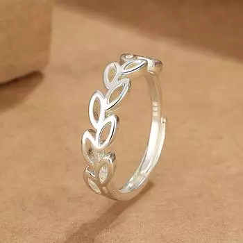 Персонализированное кольцо с полыми пшеничными колосьями, женский нишевый дизайн, смысловое открытие, маленькие свежие листья, простой темперамент, национальное ветровое кольцо