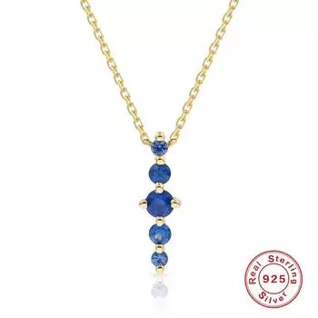 Персонализированное колье-веер из стерлингового серебра 925 пробы с сапфиром лошадиный глаз , длинная подвеска из одного слова, благородная и привлекающая внимание цепочка для ключицы 925 Silver