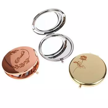 Персонализированное компактное зеркало для макияжа, карманное зеркало на заказ, сувениры на свадьбу для гостей, складное зеркало, сувениры на свадьбу, подарок подружкам невесты серебряный