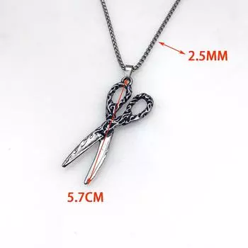 Персонализированное креативное ожерелье из нержавеющей стали в стиле уличного панка с ретро-узором в виде ножниц, цепочка для свитера