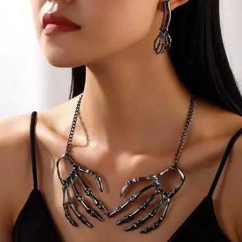 Персонализированное креативное ожерелье с подвеской в виде черепа в готическом стиле в стиле панк, цепочка на ключицу в стиле хип-хоп, ювелирные изделия из сплава на Хэллоуин серебряный