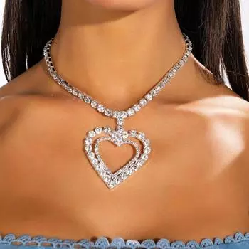 Персонализированное модное двойное полое ожерелье с подвеской в форме сердца, пляжный мяч, вечерние сексуальные элегантные шейные цепочки