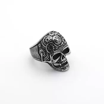 Персонализированное модное кольцо из титановой стали с черепом для мужчин, преувеличенное ретро-цветное кольцо в холодном стиле на указательный палец 8