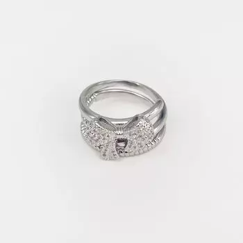 Персонализированное модное милое и классное кольцо-бабочка для женщин, золотое и серебряное, легкое роскошное кольцо-бантик из циркония, ювелирное открытие Opening adjustable серебряный