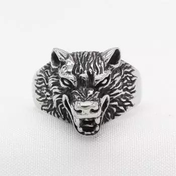 Персонализированное мужское кольцо из титановой стали в стиле ретро с головой волка для аксессуаров 7