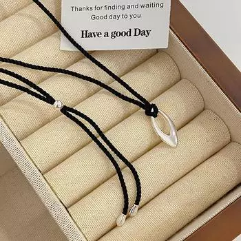Персонализированное овальное ожерелье-капелька, женская мода, плетеный шнур, растягиваемая цепочка для ожерелья