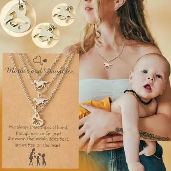 Персонализированное ожерелье из нержавеющей стали с изображением лошади на день матери, цепочка на ключицу для родителей и детей Free Size белый