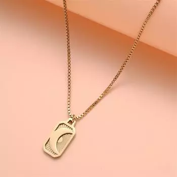 Персонализированное ожерелье из нержавеющей стали «Солнце и Луна», простая цепочка-коробка, цепочка на ключицу для женщин золотой