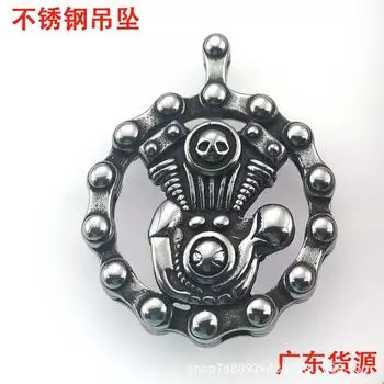 Персонализированное ожерелье из титановой стали с подвеской в виде двигателя на Хэллоуин из нержавеющей стали в стиле хип-хоп, винтажное ожерелье на цепочку для свитера