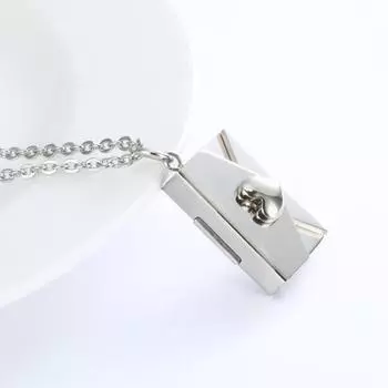 Персонализированное ожерелье-медальон в виде конверта для женщин, индивидуальное любовное послание, ювелирный камень в виде конверта, подарочная коробка с подвеской для мамы, жены серебряный