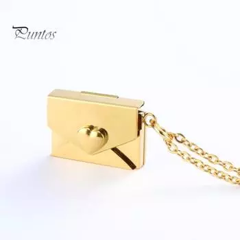 Персонализированное ожерелье-медальон в виде конверта для женщин, индивидуальное любовное послание, ювелирный камень в виде конверта, подарочная коробка с подвеской для мамы, жены серебряный