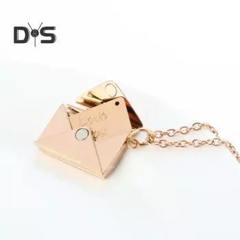 Персонализированное ожерелье-медальон в виде конверта для женщин, индивидуальное любовное послание, ювелирный камень в виде конверта, подарочная коробка с подвеской для мамы, жены серебряный