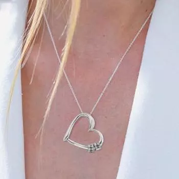 Персонализированное ожерелье с гравированными бусинами, своими руками, семейные имена, именная надпись, кулон в форме сердца, регулируемая длина, значимый рождественский подарок, ювелирные изделия ручной работы A розового золота