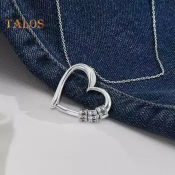 Персонализированное ожерелье с гравированными бусинами, своими руками, семейные имена, именная надпись, кулон в форме сердца, регулируемая длина, значимый рождественский подарок, ювелирные изделия ручной работы A розового золота