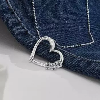 Персонализированное ожерелье с гравированными бусинами, своими руками, именами семей, именами, сердцем, регулируемая длина A розового золота