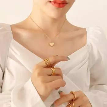 Персонализированное ожерелье с подвеской в виде сердца из матового персика и любви, подарок паре на День святого Валентина