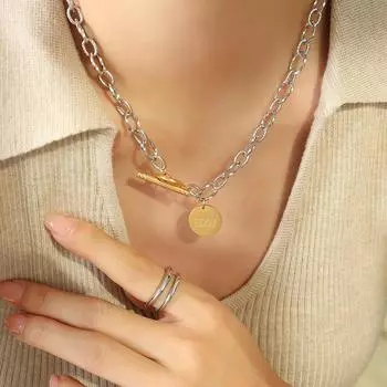 Персонализированное ожерелье в стиле уличного тренда Spice Girls, аксессуары из золота и стали, двухцветная пряжка Ot, сращивание, аксессуары из титановой стали