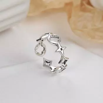 Персонализированное простое кольцо из стерлингового серебра S925 в корейском стиле. Нишевый дизайн. Кольцо с полым марказитом в холодном стиле. Opening is adjustable