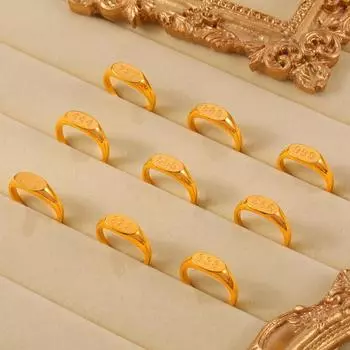 Персонализированное простое кольцо ювелирное изделие из титановой стали с покрытием из 18-каратного золота овальное цифровое золотое кольцо женские ювелирные изделия No.7