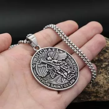 Персонализированное ретро-колье с круглой подвеской из нержавеющей стали в стиле хип-хоп