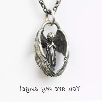 Персонализированное ретро-колье с крыльями ангела — унисекс-дизайн для мужчин и женщин