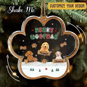 Персонализированное рождественское украшение в виде кошки, акриловый шейкер для кошек и собак, подвесное украшение для рождественской елки, автомобиля Little Dog