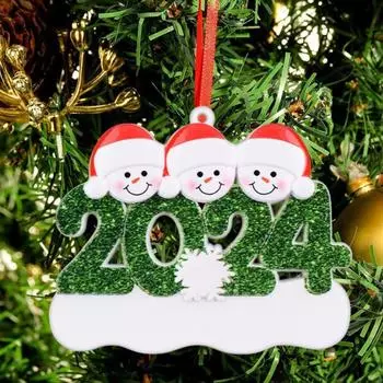 Персонализированное рождественское украшение в виде снеговика Yousheng 2024 года для семьи из 2/3/4/5/6 человек, подвесное украшение из смолы на память для домашнего декора D