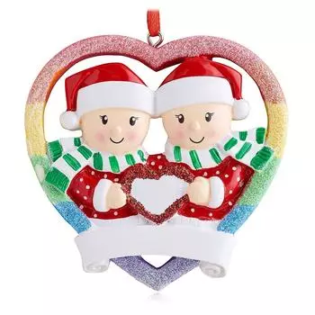 Персонализированное семейное рождественское украшение для рождественской елки, украшение для пары, рождественская елка, дверь, окно, камин, украшение