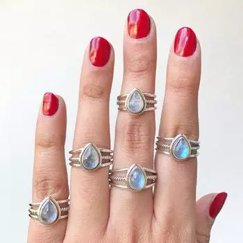 Персонализированное тонкое кольцо • Индивидуальное кольцо • Кольцо с мантрой • Кольцо с именами детей • Подарок на рождение ребенка • Составное кольцо • Подарок маме • RM21F100 Free Size(5 Pcs ) синий