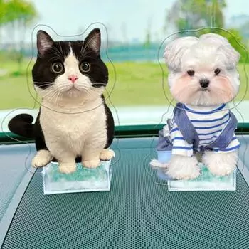 Персонализированное украшение для питомца, кошки, собаки, очаровательный внешний вид, работающий от батареи, автоматическая трясущаяся голова, статуэтка для питомца, автомобиль