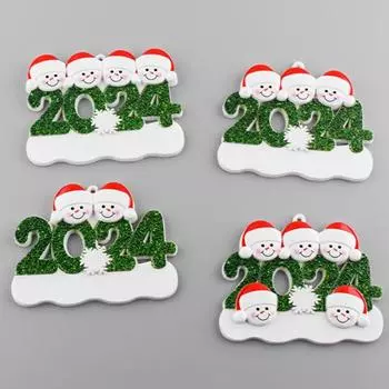 Персонализированное украшение на рождественскую елку в виде снеговика 2024 года, семейное украшение из 2/3/4/5/6 человек, праздничный сувенир из смолы для домашнего декора D