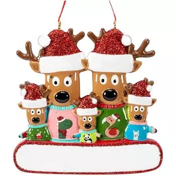 Персонализированное украшение рождественской елки в виде семьи оленей 2,3,4,5, новогоднее рождественское украшение из смолы своими руками, праздничное украшение с милым лосем