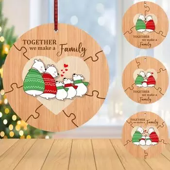 Персонализированное украшение в виде семьи медведей, семейный пазл, индивидуальный рождественский сувенир для учителя с именем, рождественский праздничный подарок