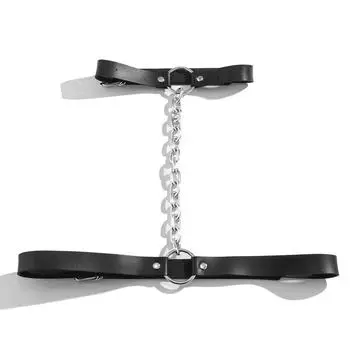 Персонализированное уличное аукционное ожерелье, поясная цепочка, ремень, сексуальный ошейник + цепь для связывания + ремень, интегрированный ремень для связывания 60-80cm чёрный