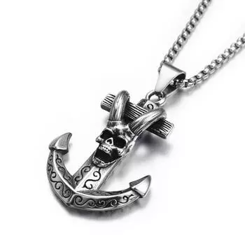 Персонализированное универсальное простое хип-хоп якорь титановое стальное ожерелье, хип-хоп ретро-подвеска Devil Street мужские модные ювелирные изделия