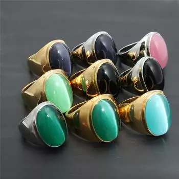 Персонализированное ювелирное кольцо из нержавеющей стали с синим камнем, модное женское кольцо, титановое стальное гальваническое кольцо с сапфиром No. 12