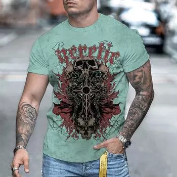 Персонализированные 3D цифровые печатные летние мужские свободные повседневные футболки с круглым вырезом и короткими рукавами для мужчин S