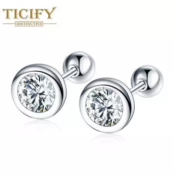 Персонализированные элегантные круглые бусины, винты для сережек с вермикулитовой резьбой, маленькие свежие, простые и милые серьги белый