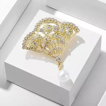 Персонализированные броши-веера с жемчугом, женская одежда, свадебные украшения, аксессуары для вечеринок 1pc