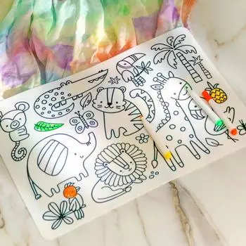 Персонализированные цветные силиконовые детские салфетки с рисунком из мультфильмов, многоразовые коврики для рисования каракулей, детские вещи