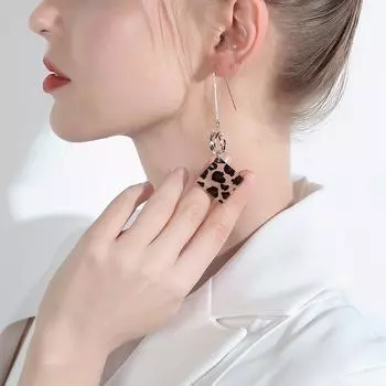 Персонализированные длинные серьги с кулоном и геометрическим леопардовым узором женские новые винтажные серьги 9.3cm