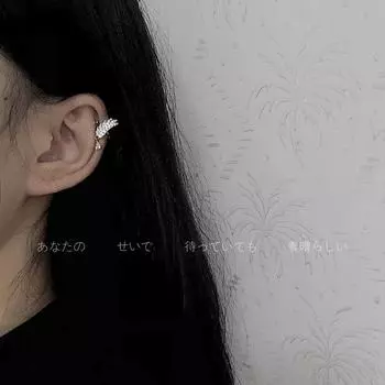 Персонализированные двойные серьги-клипсы с крылатым цирконием для женщин - модный стиль 2025 года full diamond feather wing (single)