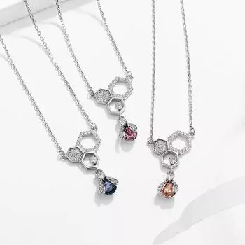 Персонализированные европейские и американские ювелирные изделия Корейская версия ожерелья Little Bee Zircon 925 silver