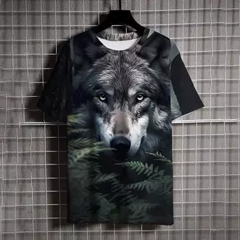 Персонализированные футболки с принтом Wolf King для мужчин. Модные и универсальные мужские футболки с коротким рукавом. Повседневная футболка с круглым вырезом. S