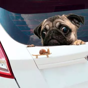 Персонализированные и креативные наклейки на автомобиль с изображением собак и животных. Милые наклейки на автомобиль с изображением собак и улиток. Подходит для кузова и задней части автомобиля.
