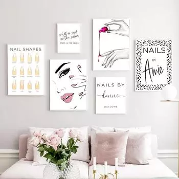 Персонализированные именные лаки для ногтей, технические фигуры, настенное искусство, скандинавские постеры, картины на холсте и принты, настенная картина для декора салона красоты 21x30cm No Framed