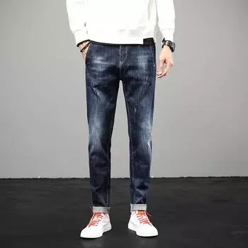 Персонализированные карманы с красным украшением, облегающие джинсы, мужские весенние новые джинсы 28